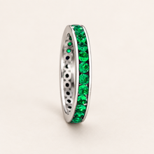 Lab-created emerald Band Ring R1328 — three-quarter product view