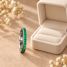 Lab-created emerald Band Ring R1328 — gift-box presentation