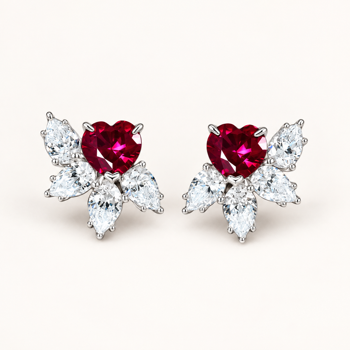 Lab-created ruby Earrings E2461 — three-quarter product view