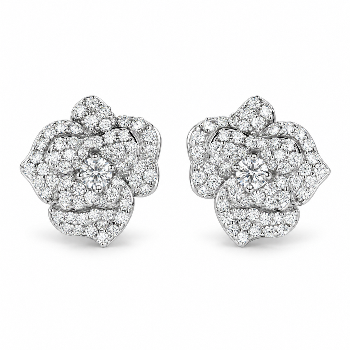 Lab-created moissanite Earrings E3333 — white background product view