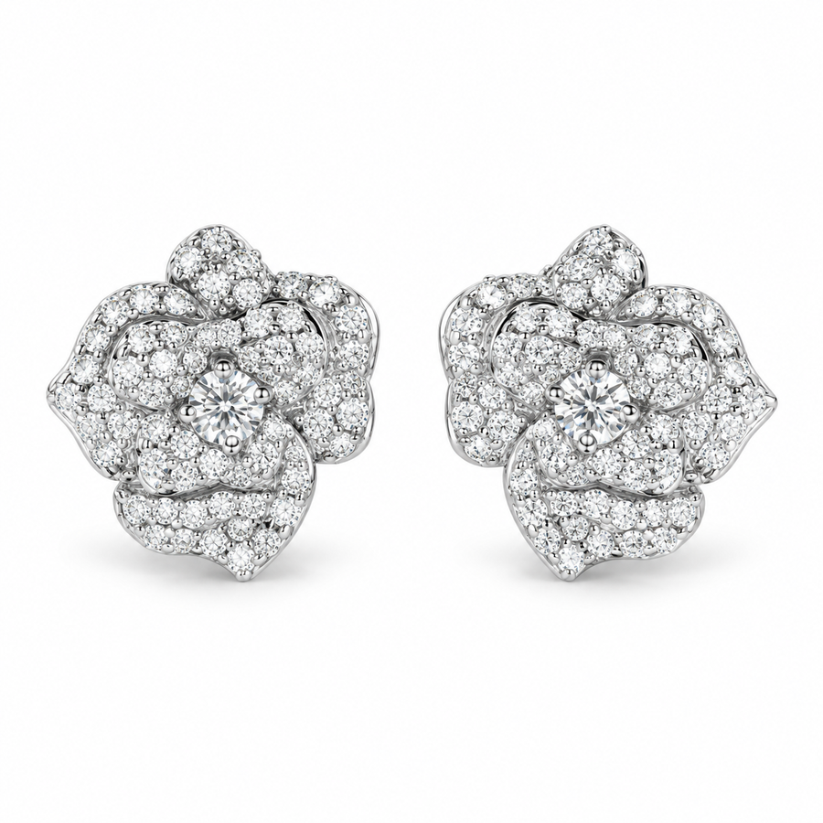 Lab-created moissanite Earrings E3333 — white background product view