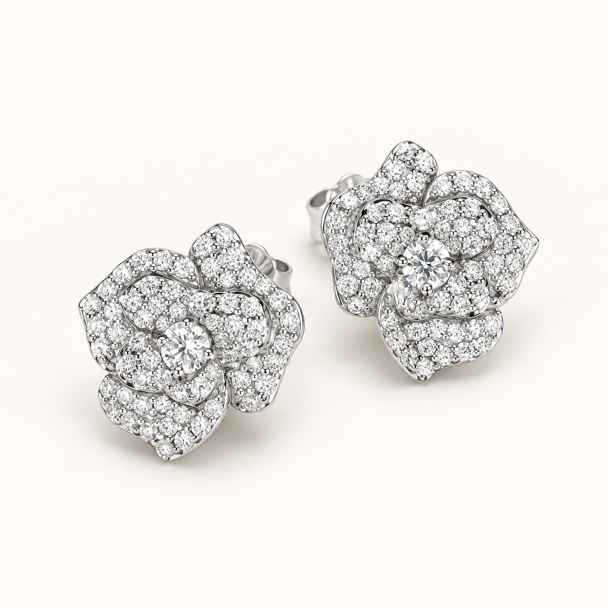 Lab-created moissanite Earrings E3333 — three-quarter product view