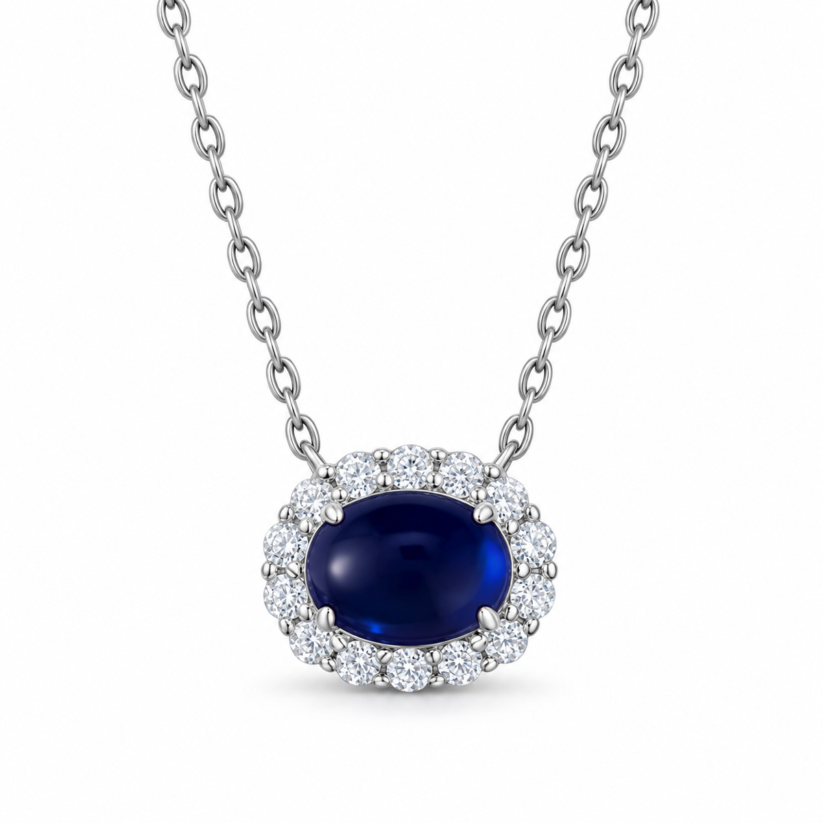 Lab-created sapphire Necklace N1896 — white background product view