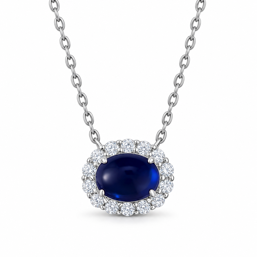 Lab-created sapphire Necklace N1896 — white background product view