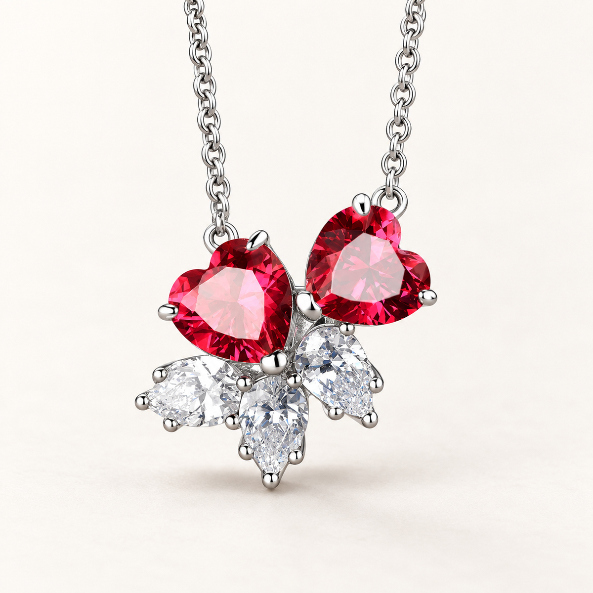 Lab-created ruby Necklace N2461 — three-quarter product view