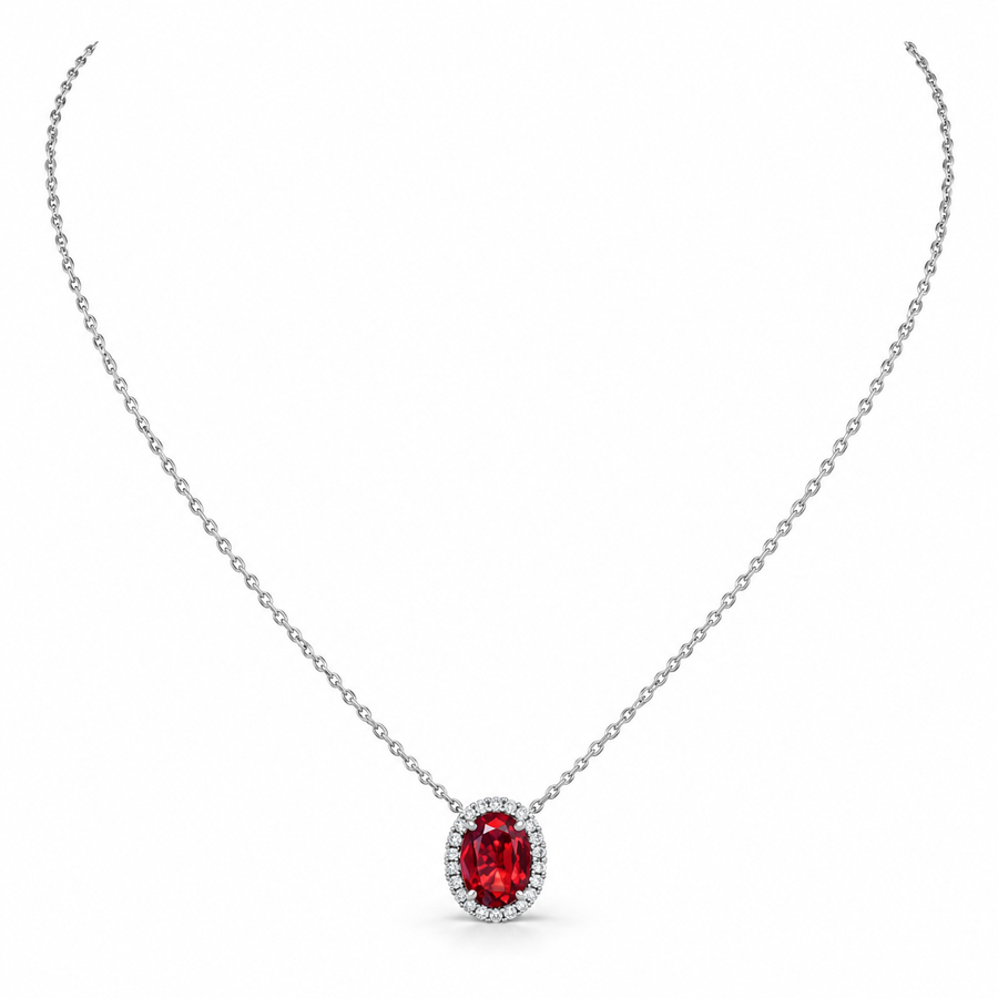 Lab-created ruby Necklace N4150 — white background product view