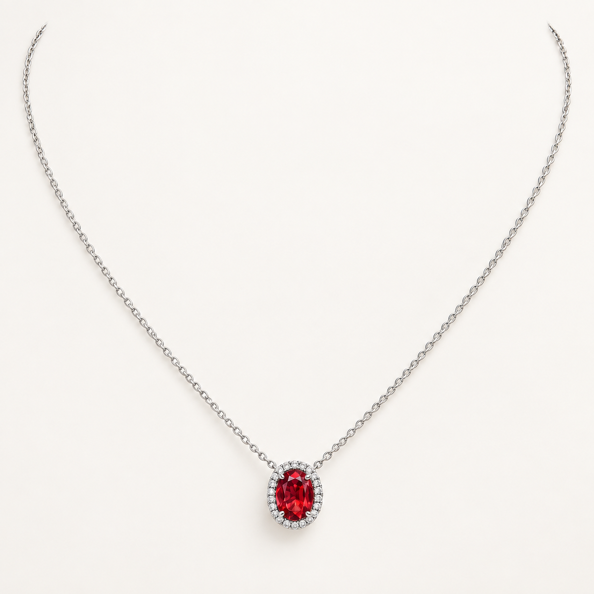 Lab-created ruby Necklace N4150 — three-quarter product view