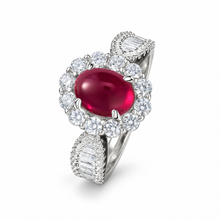Lab-created ruby Ring R1859 — white background product view