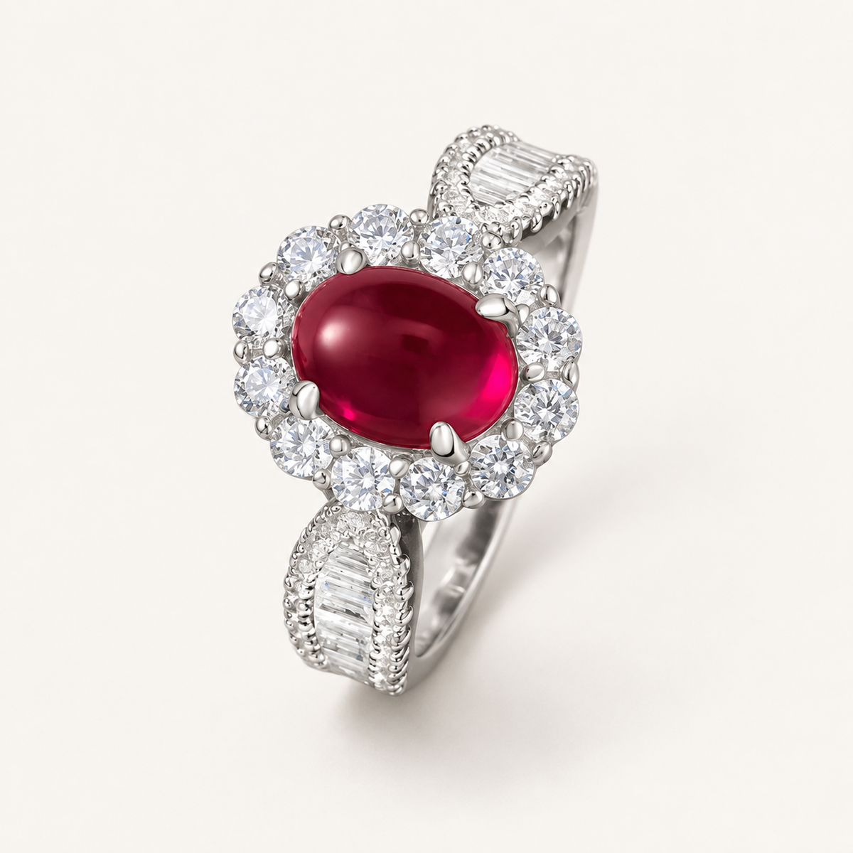 Lab-created ruby Ring R1859 — three-quarter product view