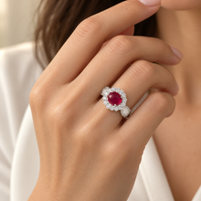 Lab-created ruby Ring R1859 — model-worn lifestyle view