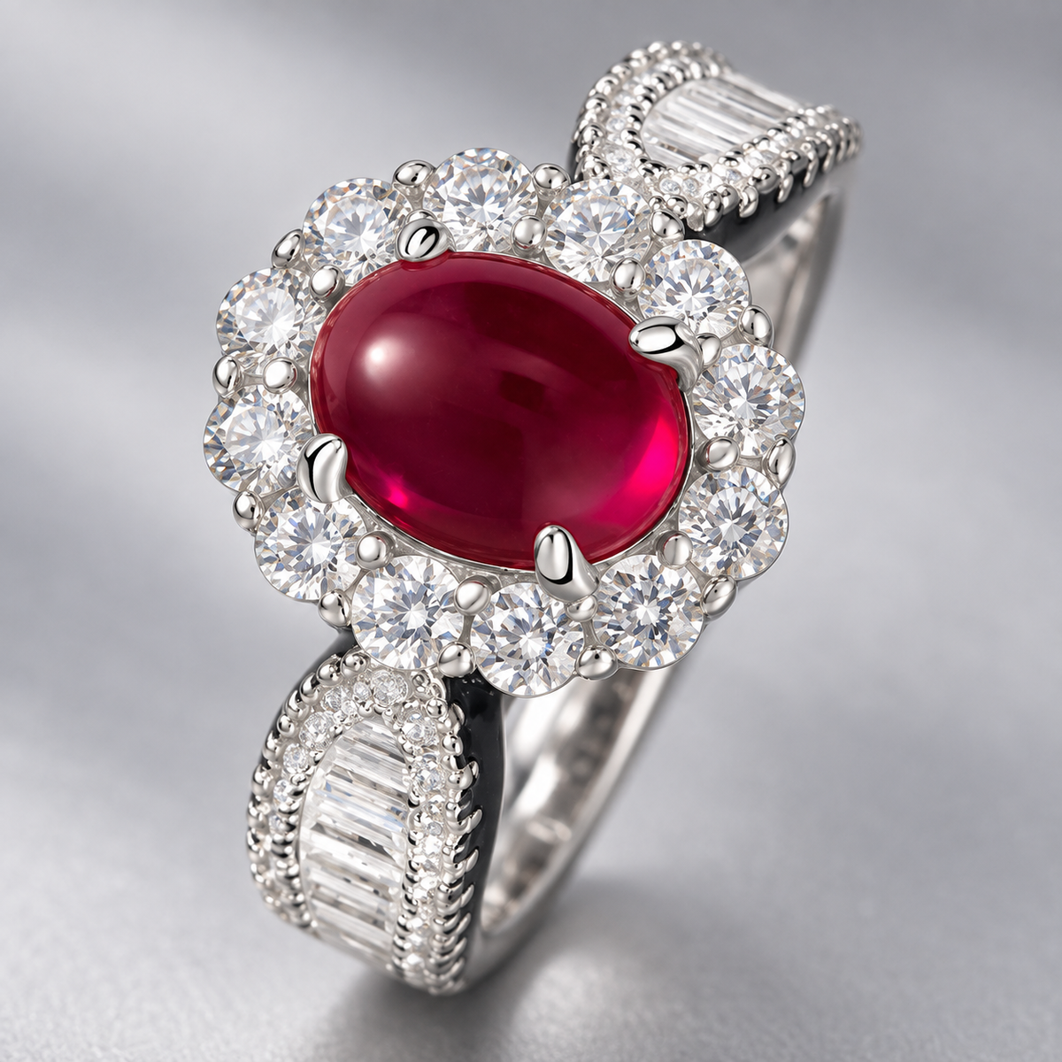 Lab-created ruby Ring R1859 — craftsmanship detail