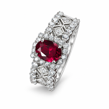 Lab-created ruby Ring R3016 — white background product view