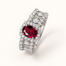 Lab-created ruby Ring R3016 — three-quarter product view