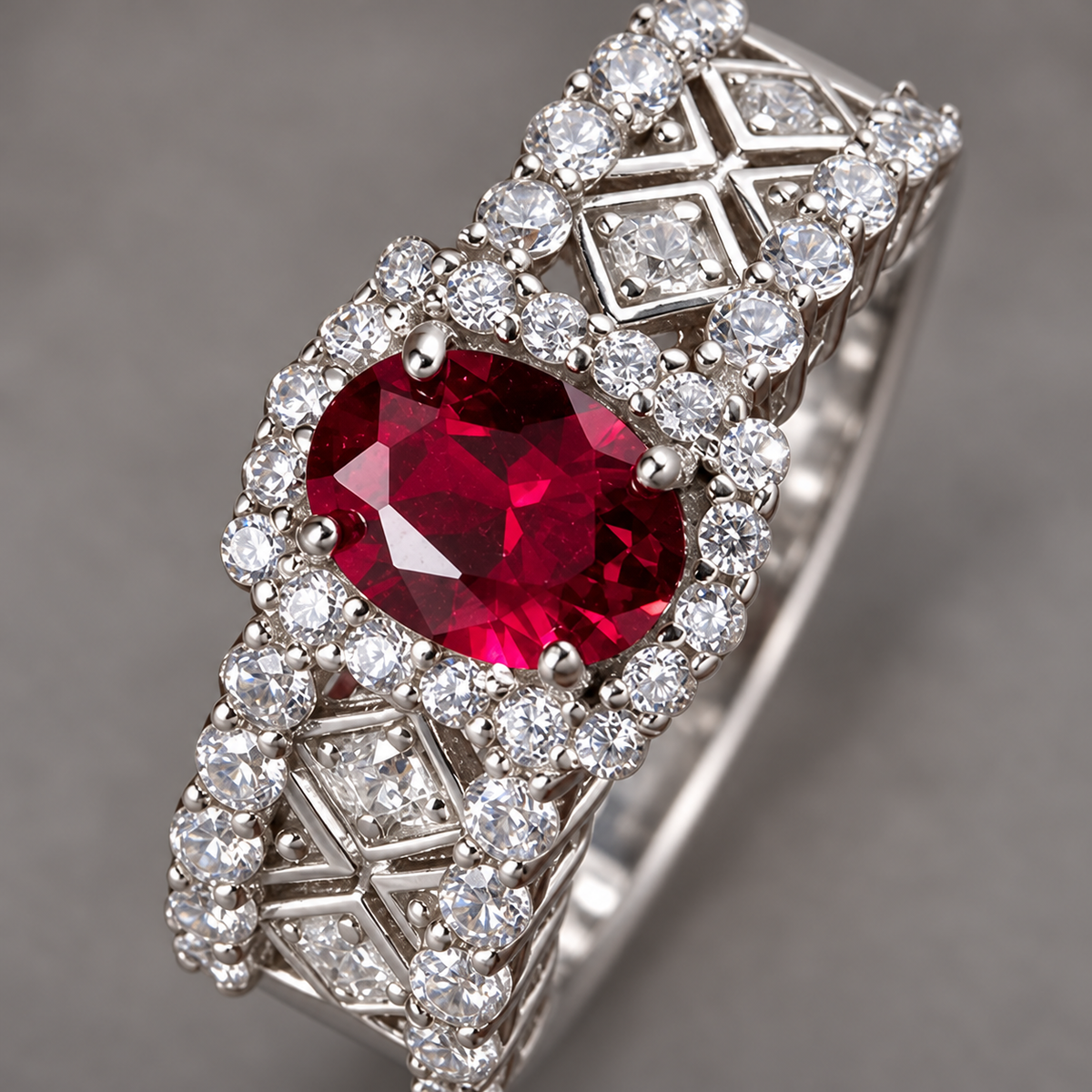 Lab-created ruby Ring R3016 — craftsmanship detail