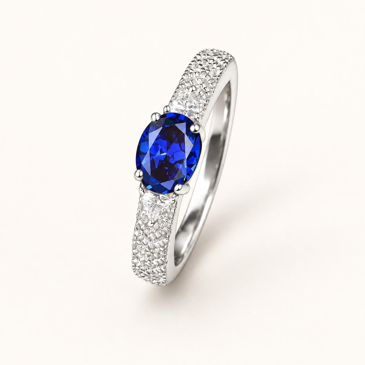 Lab-created sapphire Ring R3181 — three-quarter product view