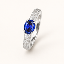 Lab-created sapphire Ring R3181 — three-quarter product view
