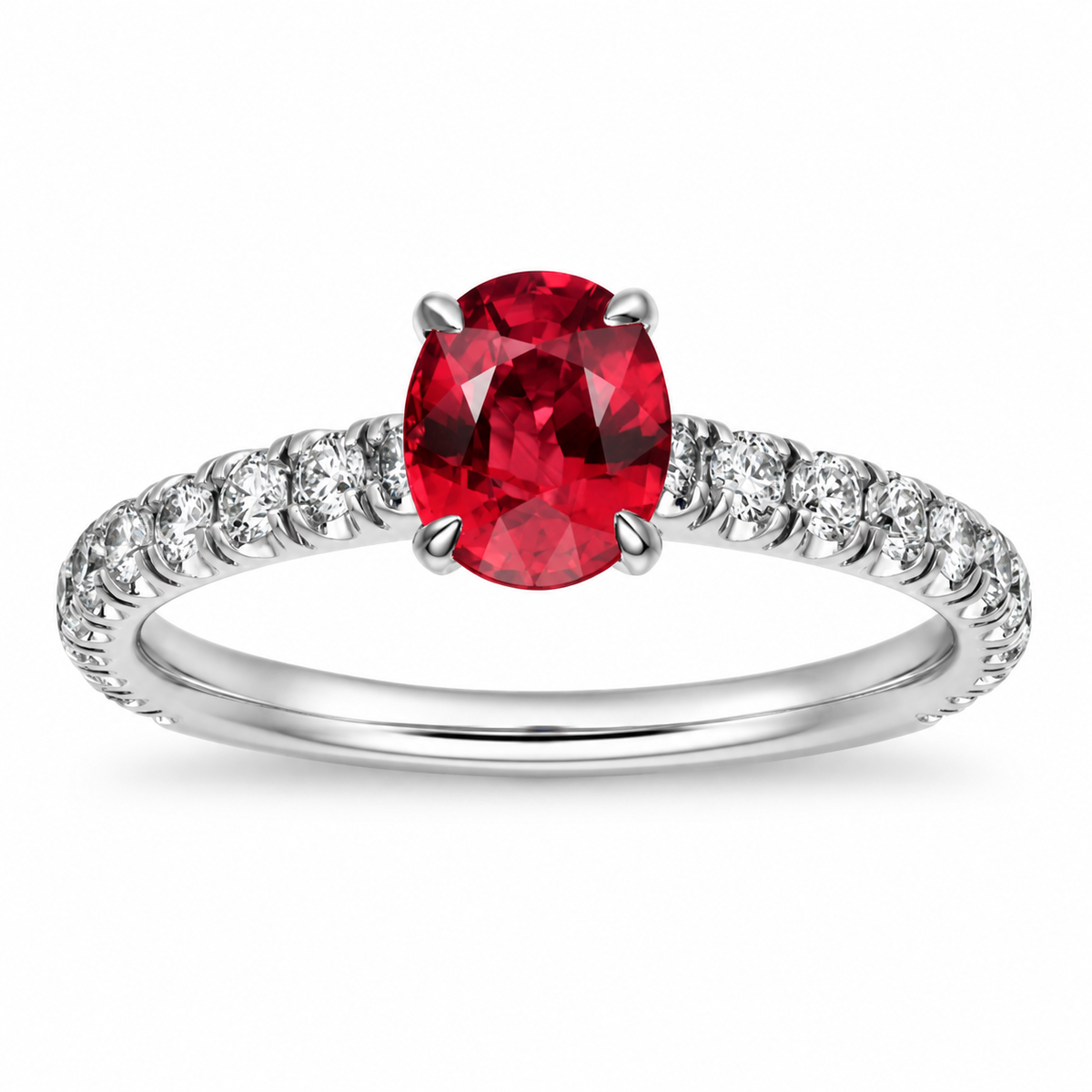 Lab-created ruby Ring R4214 — white background product view