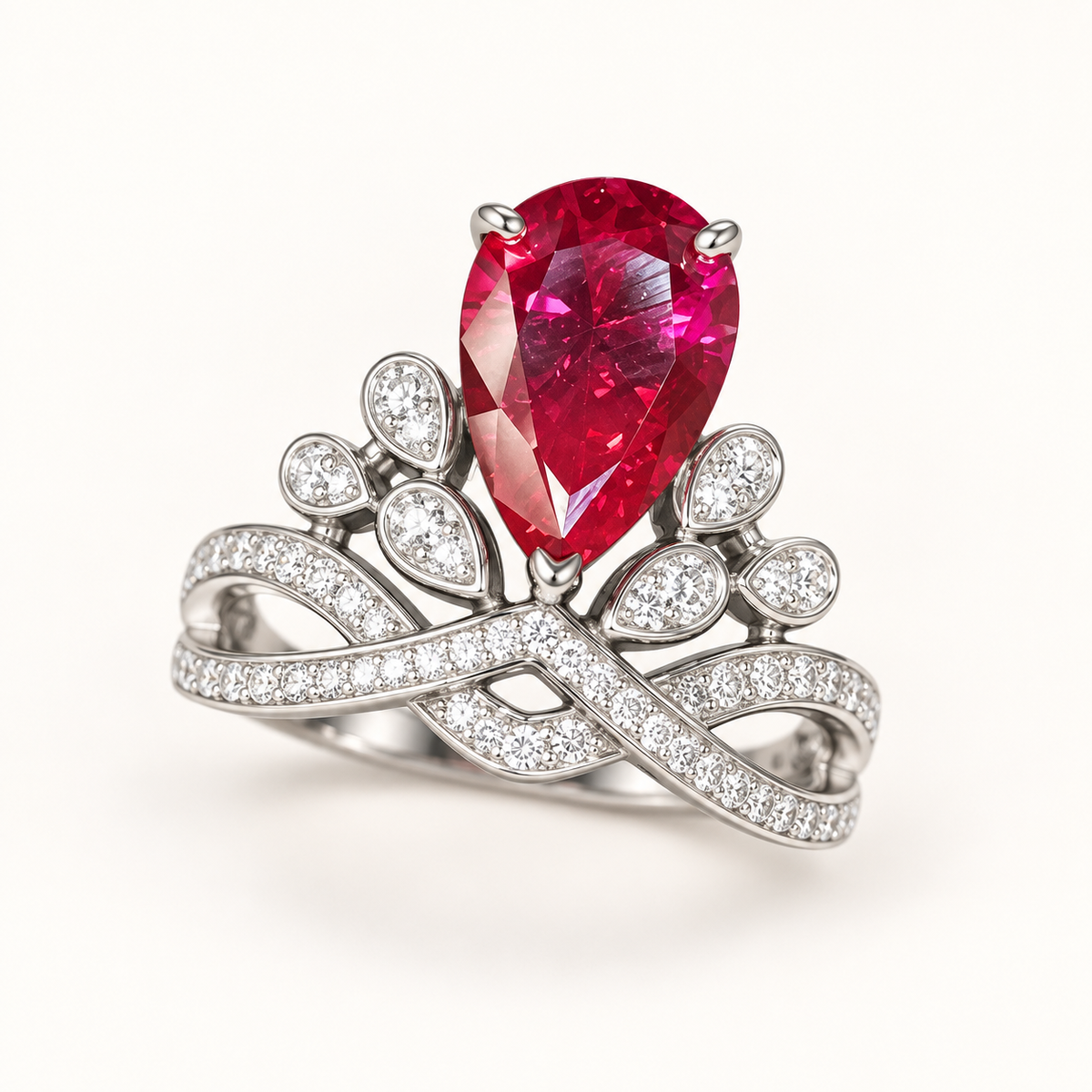 Lab-created ruby Ring R4377 — three-quarter product view