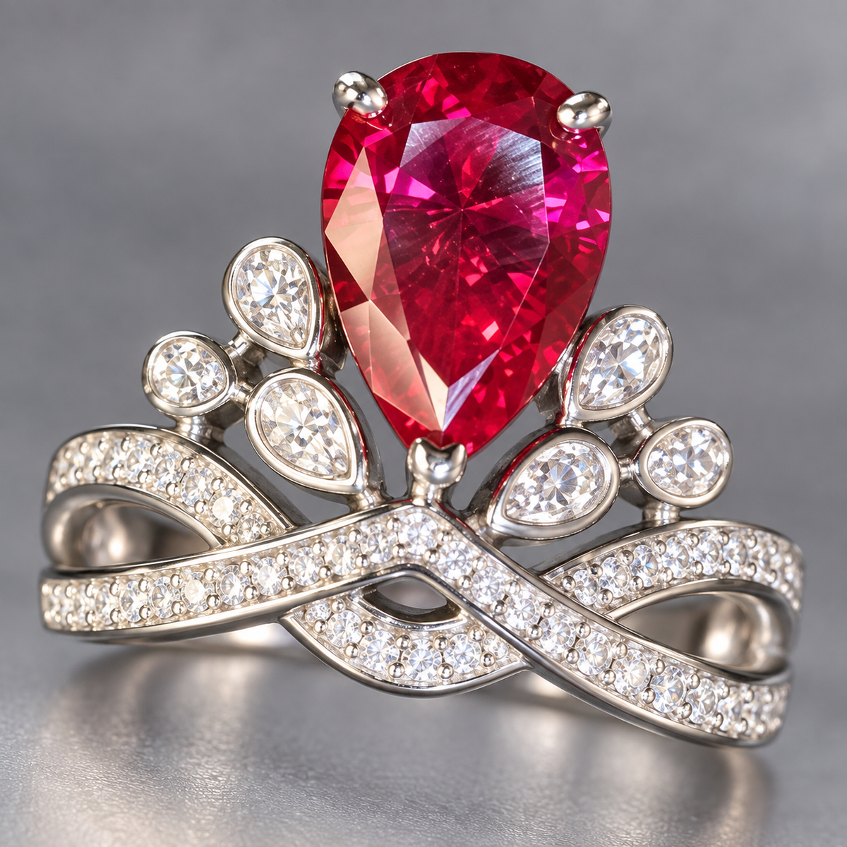 Lab-created ruby Ring R4377 — craftsmanship detail