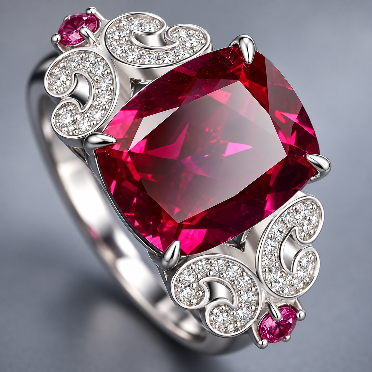 Lab-created ruby Ring R4586 — craftsmanship detail