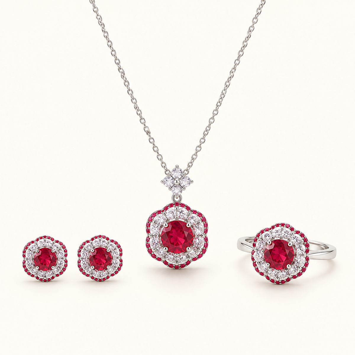 Crimson Rosette AI presentation preview; not exact-item, material, stone, or scale proof.