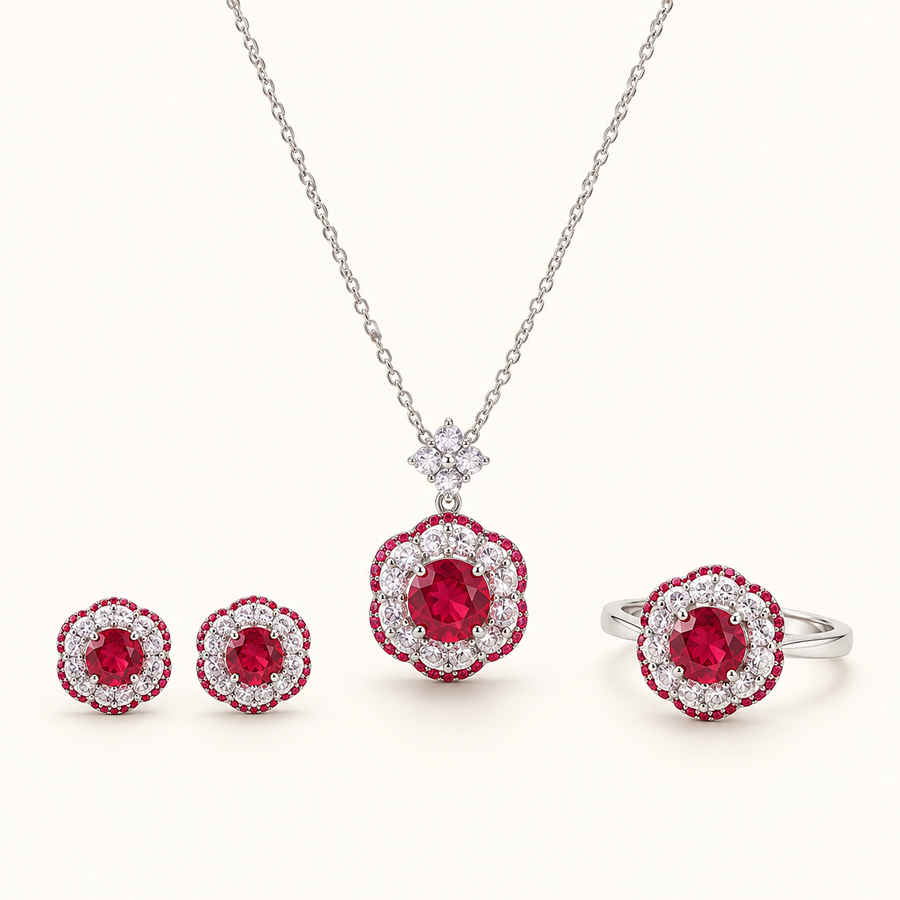 Crimson Rosette AI presentation preview; not exact-item, material, stone, or scale proof.