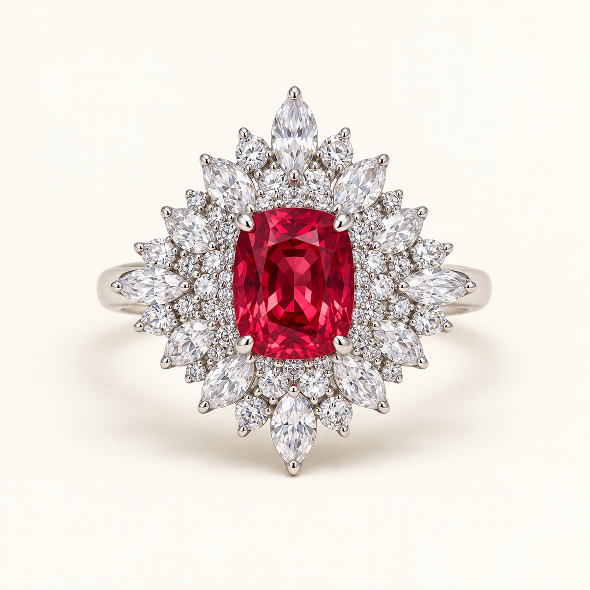 Crimson Starburst AI presentation preview; not exact-item, material, stone, or scale proof.