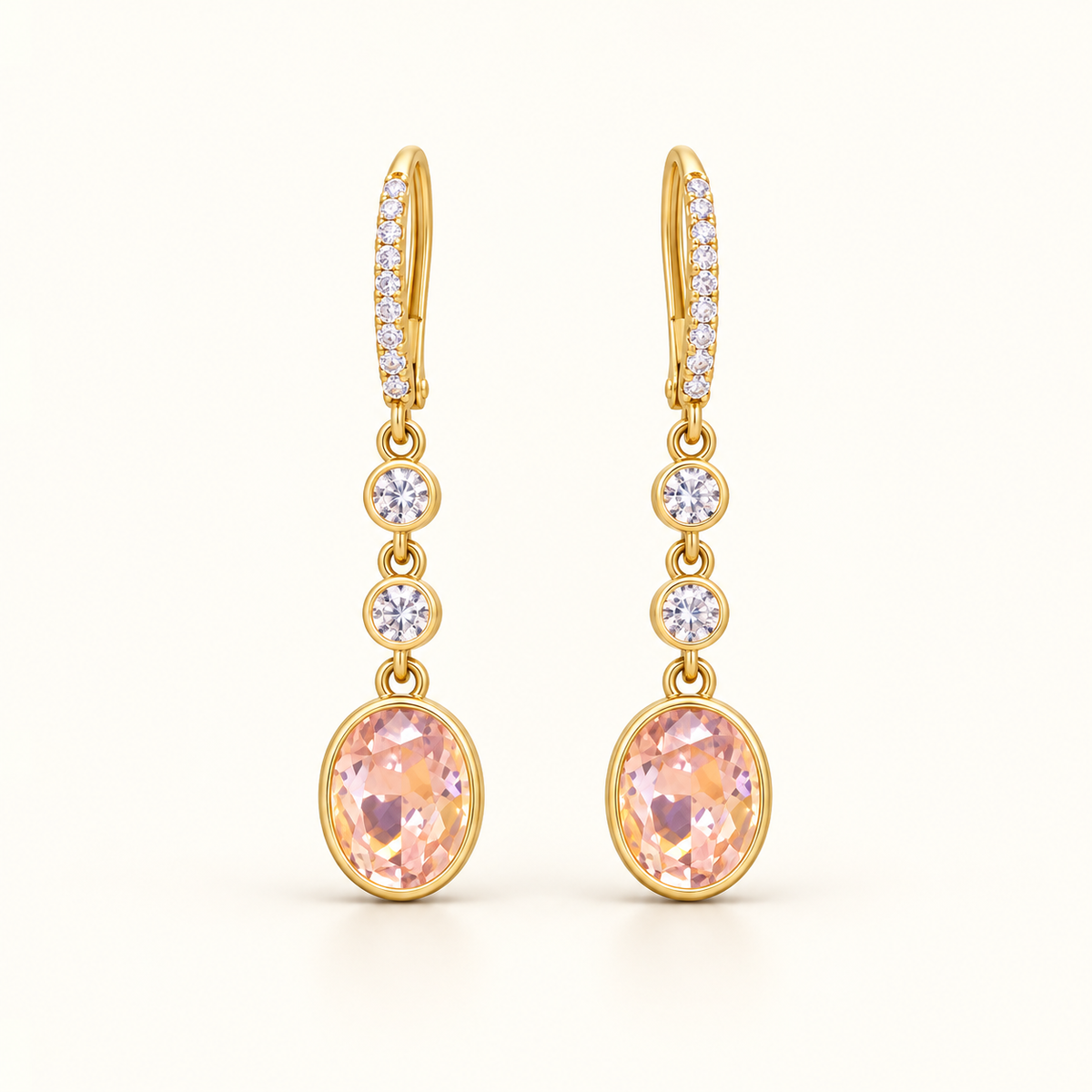 Peach Halo Drops AI presentation preview; not exact-item, material, stone, or scale proof.