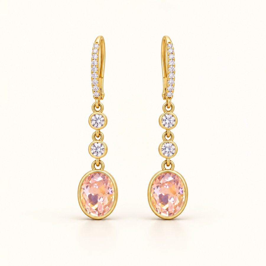 Peach Halo Drops AI presentation preview; not exact-item, material, stone, or scale proof.