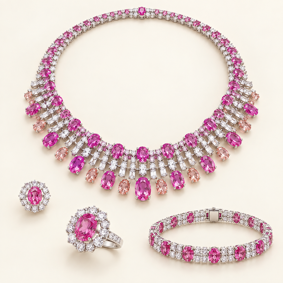Peony Cascade AI presentation preview; not exact-item, material, stone, or scale proof.