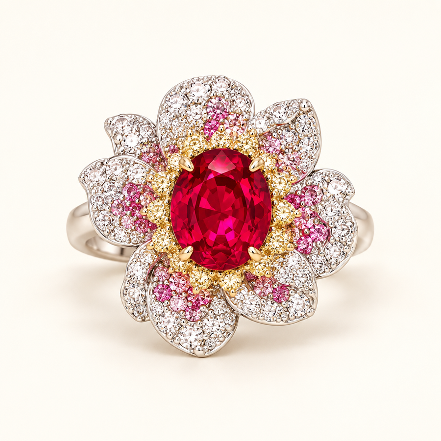 Ruby Camellia AI presentation preview; not exact-item, material, stone, or scale proof.