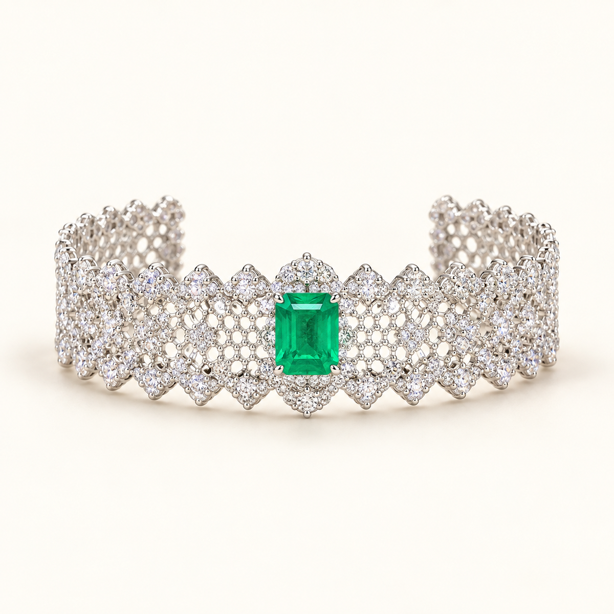Verdant Mesh Cuff AI presentation preview; not exact-item, material, stone, or scale proof.
