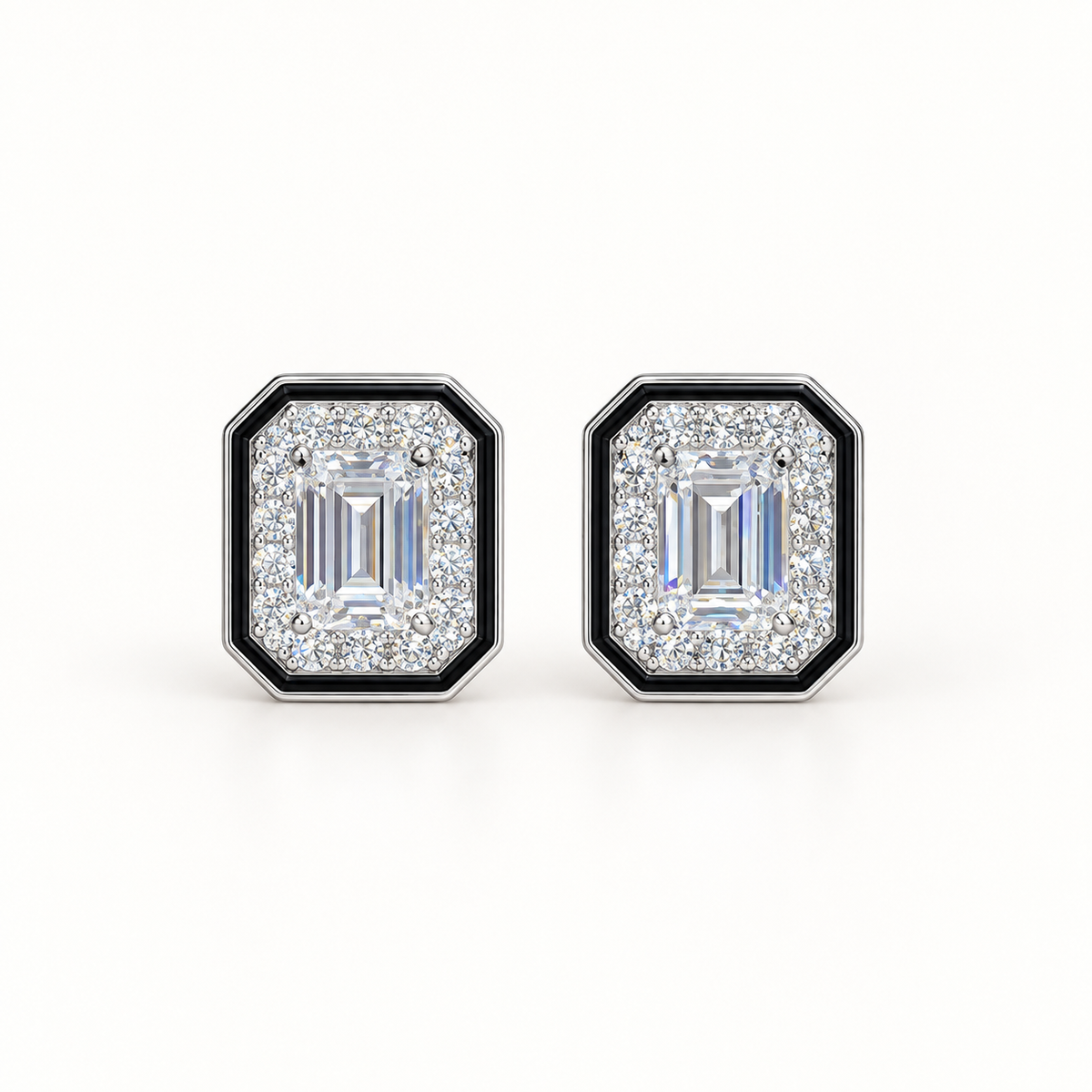 Noir Frame Studs. AI-assisted presentation image based on supplier reference; not exact-item, material, stone, scale, size, or inventory proof.