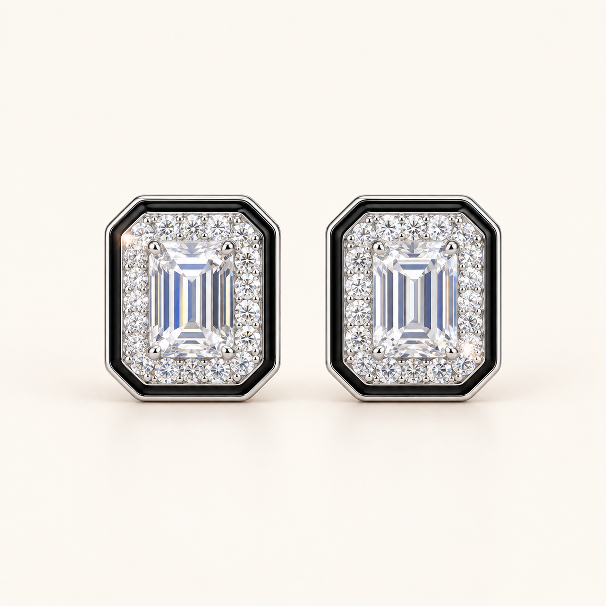 [Correnva V2 main] Noir Portal Studs. AI-assisted presentation image based on a supplier reference; not exact-item, material, stone identity, scale, size, or inventory proof.