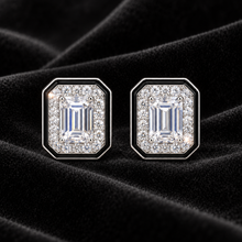 [Correnva V3 velvet main] Noir Portal Studs. AI-assisted presentation image on a dark velvet art direction; not exact-item, material, stone identity, scale, size, or inventory proof.