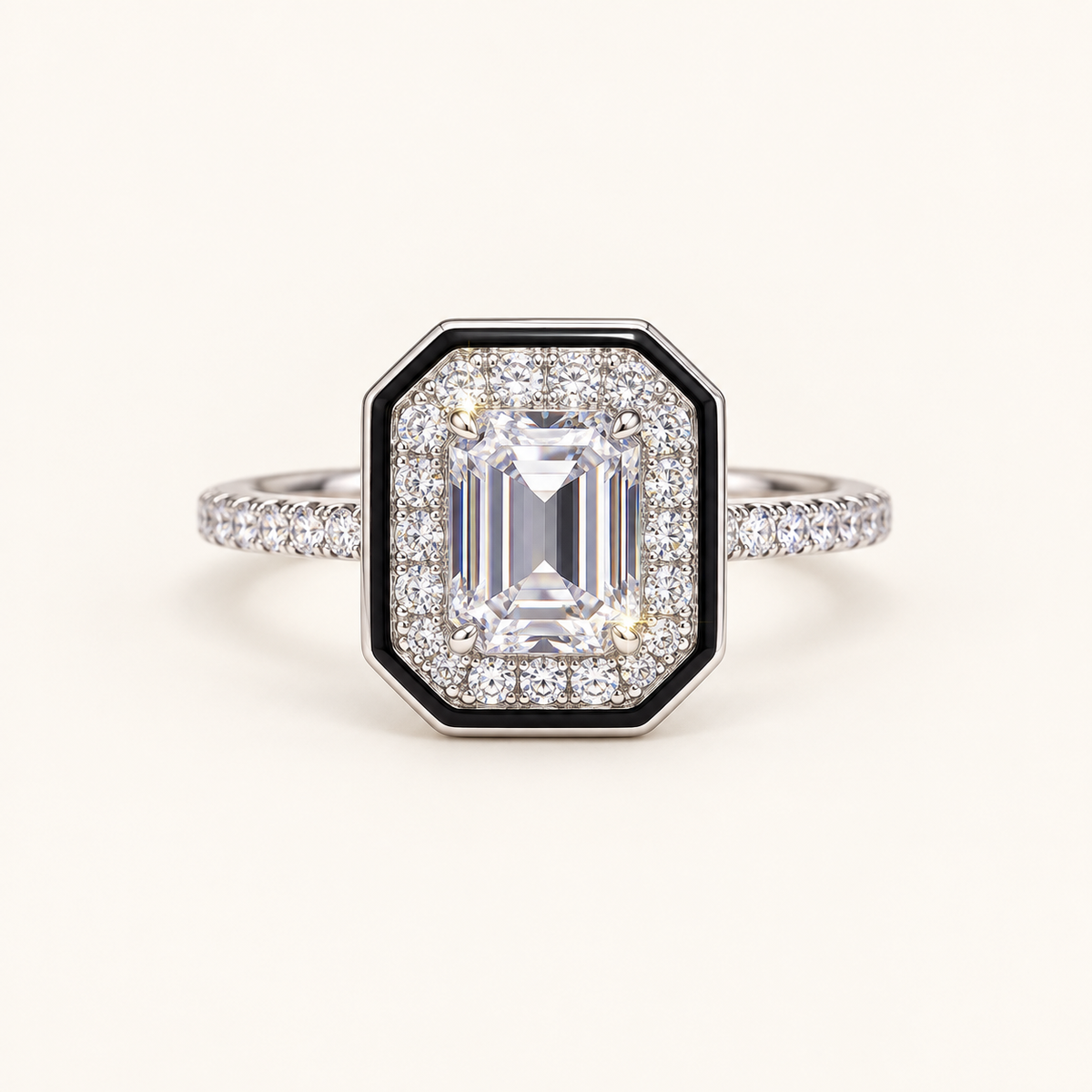 [Correnva V2 main] Noir Portal Ring. AI-assisted presentation image based on a supplier reference; not exact-item, material, stone identity, scale, size, or inventory proof.