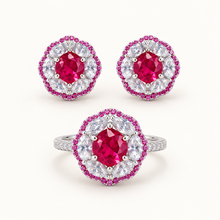 Crimson Rosette Trio. AI-assisted presentation image based on supplier reference; not exact-item, material, stone, scale, size, or inventory proof.