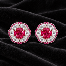[Correnva V3 velvet main] Crimson Rosette Ring. AI-assisted presentation image on a dark velvet art direction; not exact-item, material, stone identity, scale, size, or inventory proof.