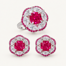 Crimson Halo Trio. AI-assisted presentation image based on supplier reference; not exact-item, material, stone, scale, size, or inventory proof.