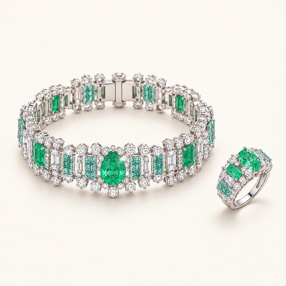 [Correnva V2 main] Verdant Steps Bracelet. AI-assisted presentation image based on a supplier reference; not exact-item, material, stone identity, scale, size, or inventory proof.