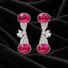 [Correnva V3 velvet main] Crimson Cascade Drops. AI-assisted presentation image on a dark velvet art direction; not exact-item, material, stone identity, scale, size, or inventory proof.