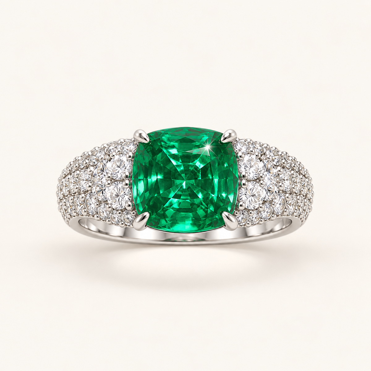 [Correnva V2 main] Verdant Halo Ring. AI-assisted presentation image based on a supplier reference; not exact-item, material, stone identity, scale, size, or inventory proof.