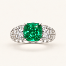 [Correnva V2 main] Verdant Halo Ring. AI-assisted presentation image based on a supplier reference; not exact-item, material, stone identity, scale, size, or inventory proof.