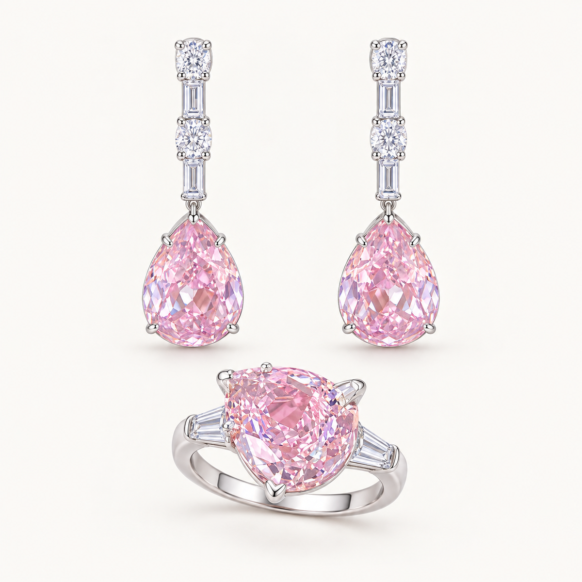 Rosewater Pear Trio. AI-assisted presentation image based on supplier reference; not exact-item, material, stone, scale, size, or inventory proof.