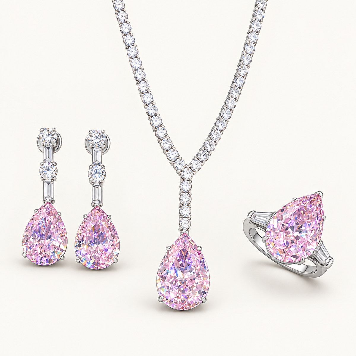 Rosewater Pear Suite. AI-assisted presentation image based on supplier reference; not exact-item, material, stone, scale, size, or inventory proof.
