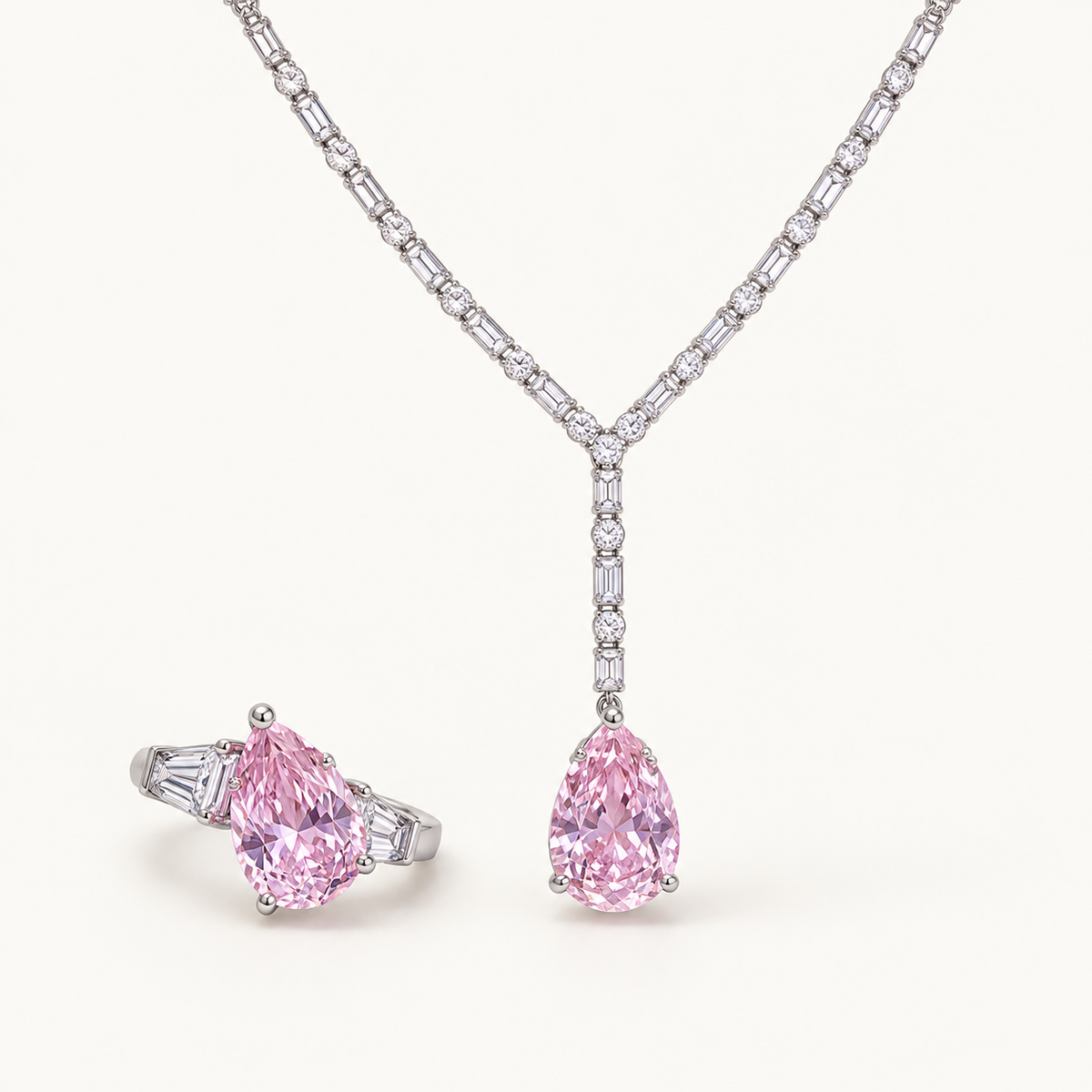 Rosewater Pear Duo. AI-assisted presentation image based on supplier reference; not exact-item, material, stone, scale, size, or inventory proof.
