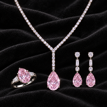[Correnva V3 velvet main] Rosewater Pear Necklace. AI-assisted presentation image on a dark velvet art direction; not exact-item, material, stone identity, scale, size, or inventory proof.