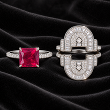 [Correnva V3 velvet main] Crimson Portal Ring. AI-assisted presentation image on a dark velvet art direction; not exact-item, material, stone identity, scale, size, or inventory proof.