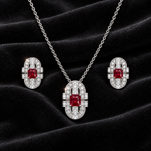 [Correnva V3 velvet main] Crimson Portal Pendant. AI-assisted presentation image on a dark velvet art direction; not exact-item, material, stone identity, scale, size, or inventory proof.