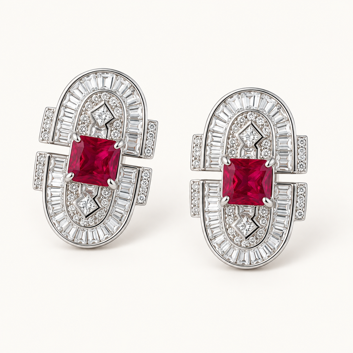 Crimson Deco Drops. AI-assisted presentation image based on supplier reference; not exact-item, material, stone, scale, size, or inventory proof.